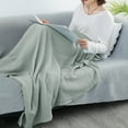 thumbnail image 5 of KASENTEX 100% Cotton Lightweight Spring Summer Fall Throw Blanket, 50x60", Blue, 5 of 20