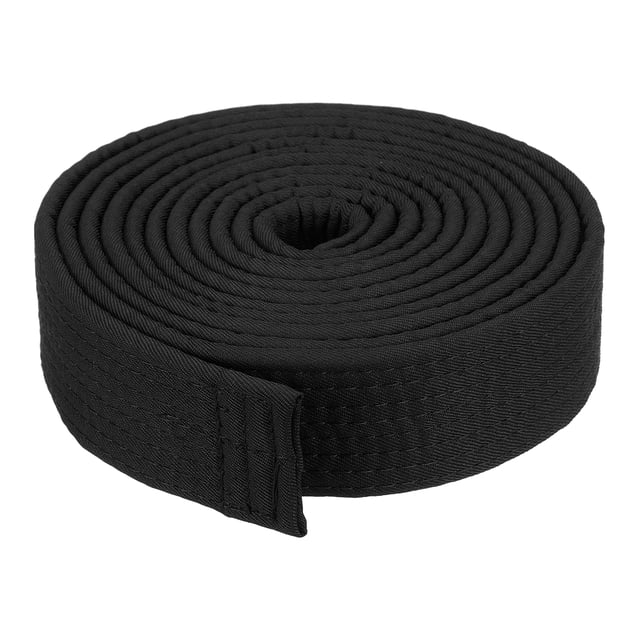 Cinturón de clasificación de taekwondo Uxcell, cinturón de artes marciales de poliéster judo karate para prácticas de enseñanza de entrenadores negro 9.8 pies