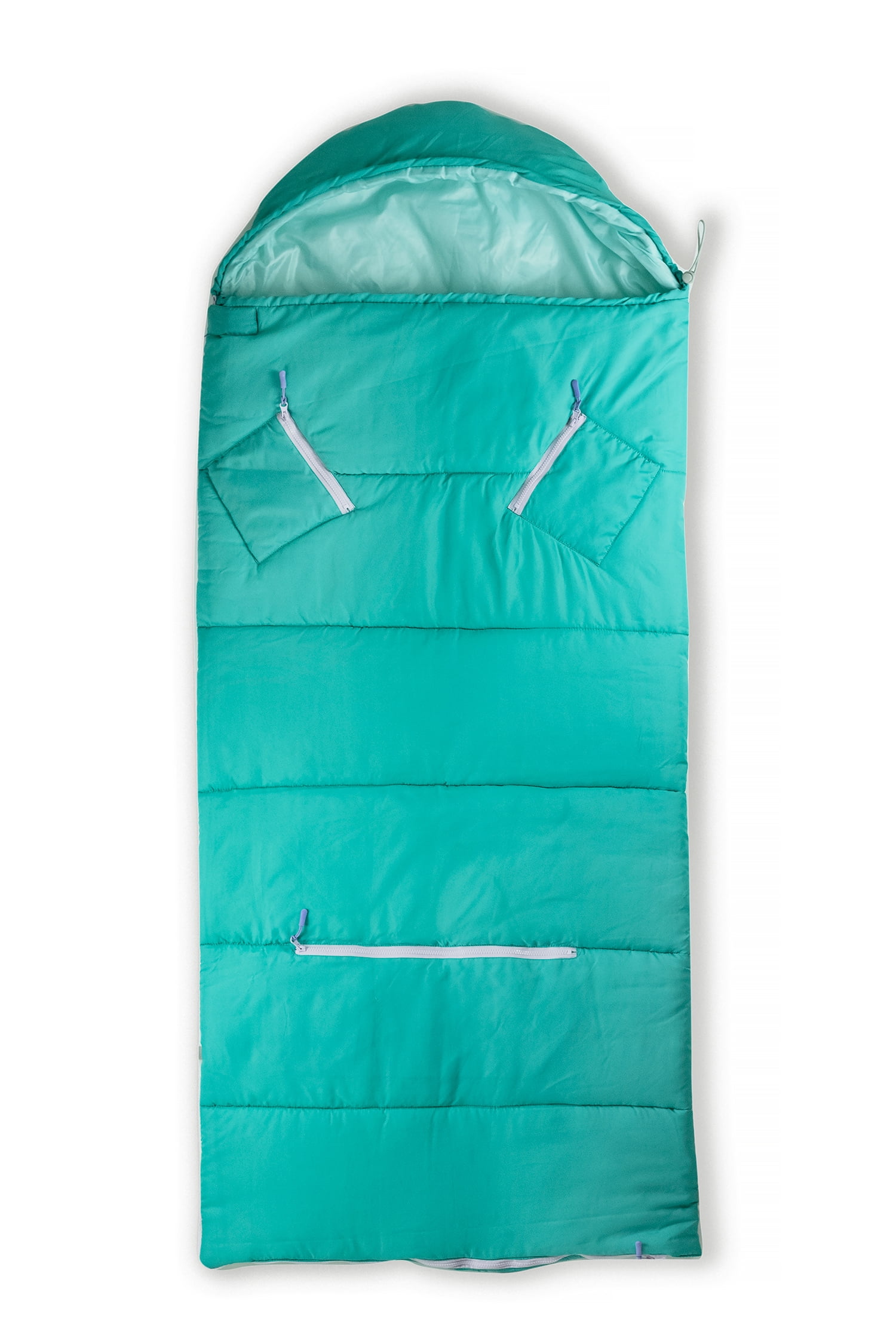 Mimish Sleep-N-Pack, 37F Kid's Sleeping Bag & Backpack, Teal/Light Teal