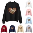 thumbnail image 2 of Gibobby Sudadera Mujer Moda Sudadera con capucha informal de otoño e invierno para mujer, suéter de manga larga con cuello redondo estampado (Negro, XXL), 2 of 4