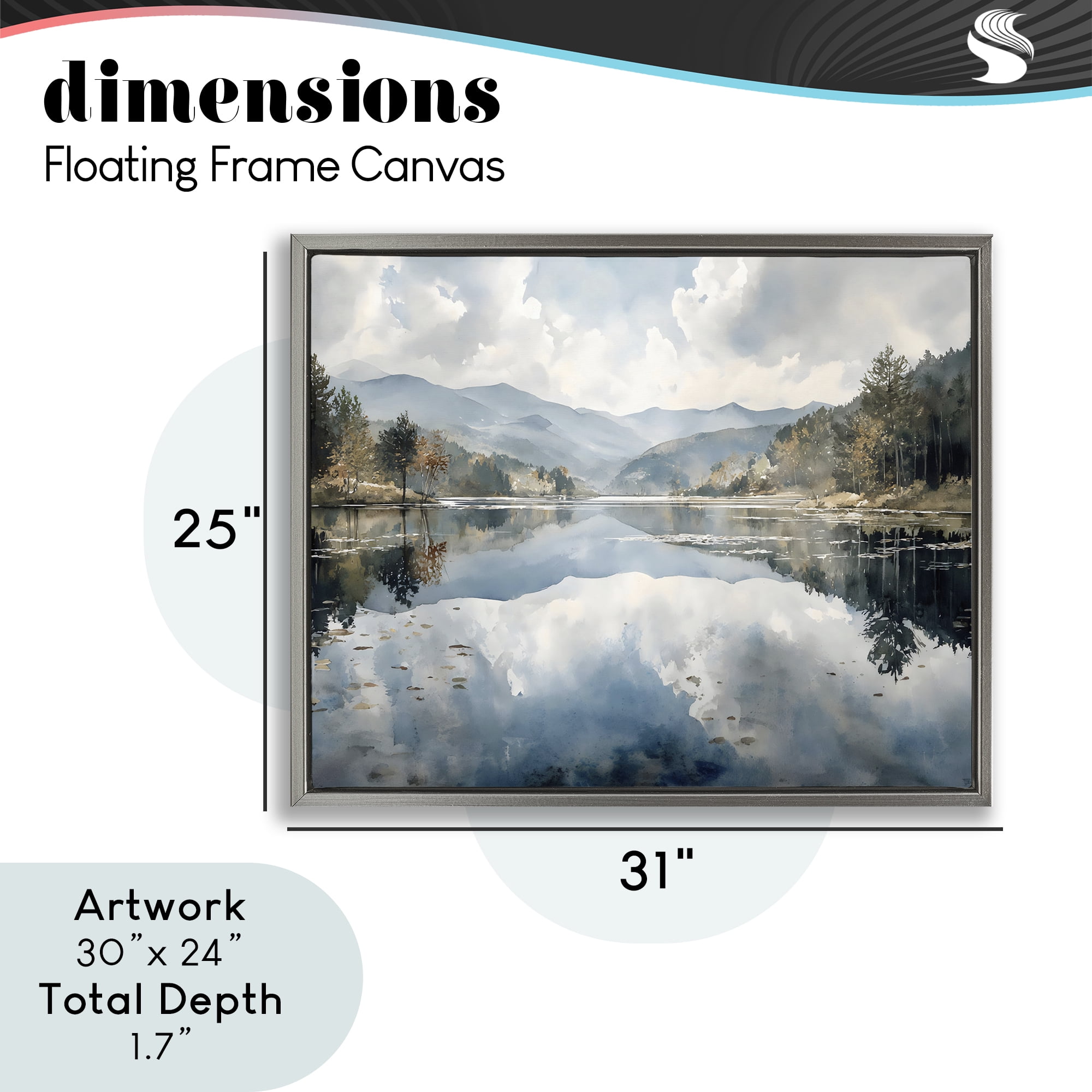 Stupell Industries Nature's Reflection on Mountain Lake Gray Framed Floater Canvas Wall Art, design by Franklyn Gregory
