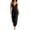 Black, variant on Women's Plunge Halter Sleeveless Pleated Long Romper,Knit Jogger Maxi Jumpsuit with Pockets,Black Women's S-XXL