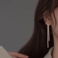 thumbnail image 2 of Sterling Silver Crystal Rhinestone Linear Drop Earrings for Women Teens CZ Long Dangle Earrings Tassel Chain Studs, 2 of 12