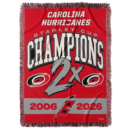 The Northwest Group Carolina Hurricanes Two-Time Stanley Cup Champions 48 x 60 Rover Woven Tapestry Throw Blanket