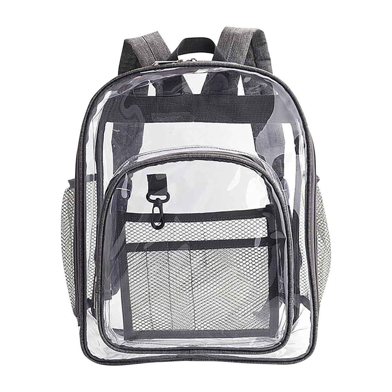 SDJMa Black Clear Backpack Heavy Duty,PVC Transparent Clear Book Bag