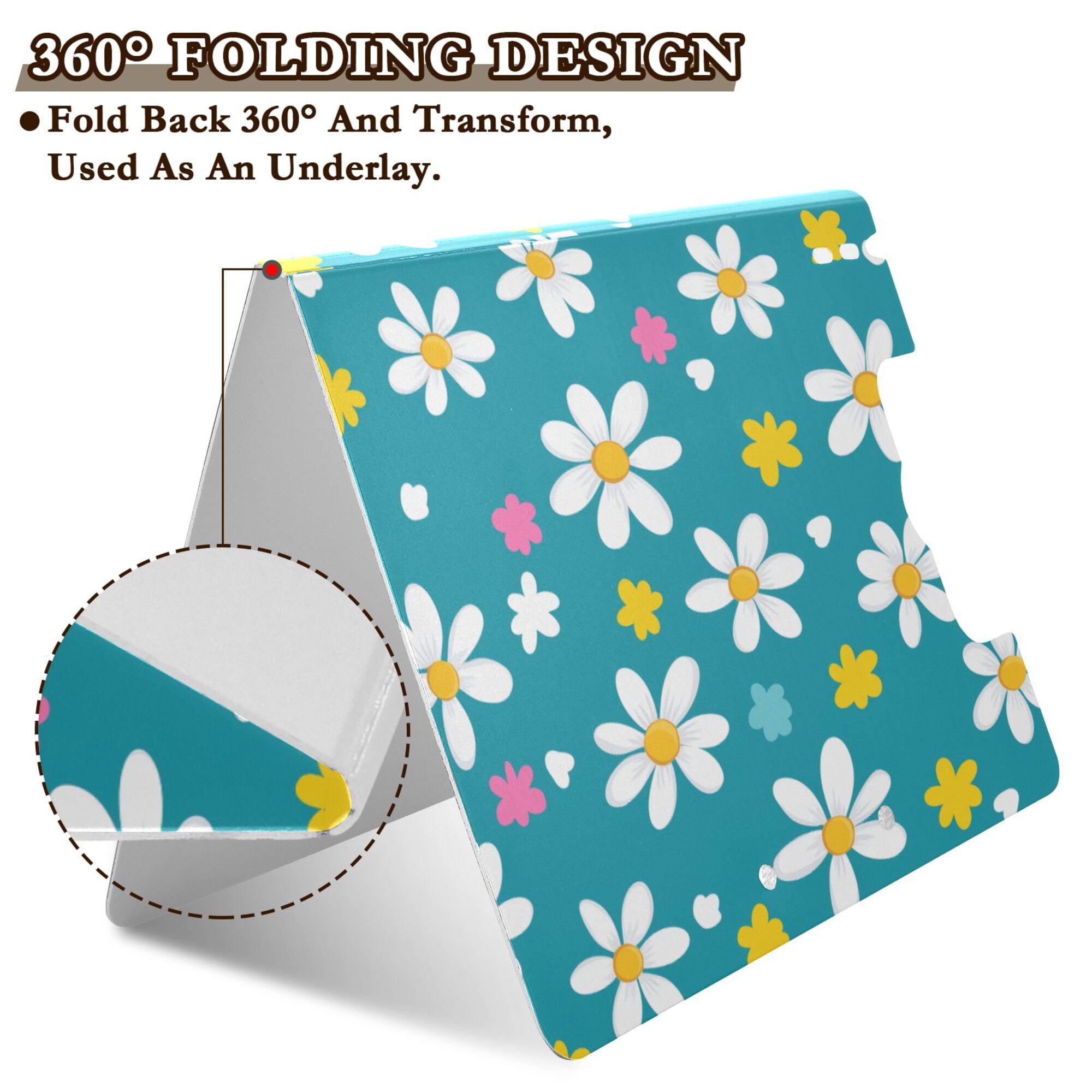 FORMRS A4 Clipboard Folder with Pen Holder Horizontal Foldable School Office Binder, Small Daisy