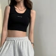 thumbnail image 4 of JUNWELL Women Rib Knitted Cropped Tops Summer Lady Slim Sleeveless Letter Print Short Vests CDPF-WYP-6742, 4 of 7