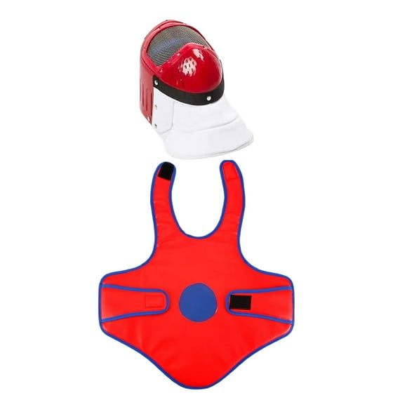 Fencing Epee Anti Stab Portable Face High Strength Mesh Lightweight Masque Fencing Protective Gear for Child Training red
