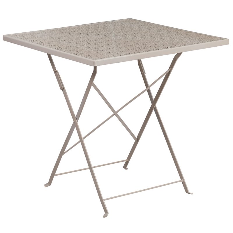 Scranton & Co 28" Square Folding Patio Dining Table in Light Gray