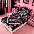 thumbnail image 4 of meiyoeat Pink Print Feather Twin Sheet Sets For Women,Dreamy Princess Style Alphabet J Bedding For Adults,3 Pieces, 4 of 6