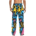 thumbnail image 4 of Abstract colorful graffiti art(2) Men's ComfortSoft Cotton Printed Lounge Pants,Pockets, Drawstring/Elastic Waist, 4 of 5