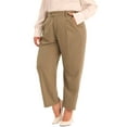 thumbnail image 5 of Agnes Orinda Women's Plus Size Pleated Work Office Outfits High Waisted Straight Business Casual Pants with Pocket 3X Khaki, 5 of 6