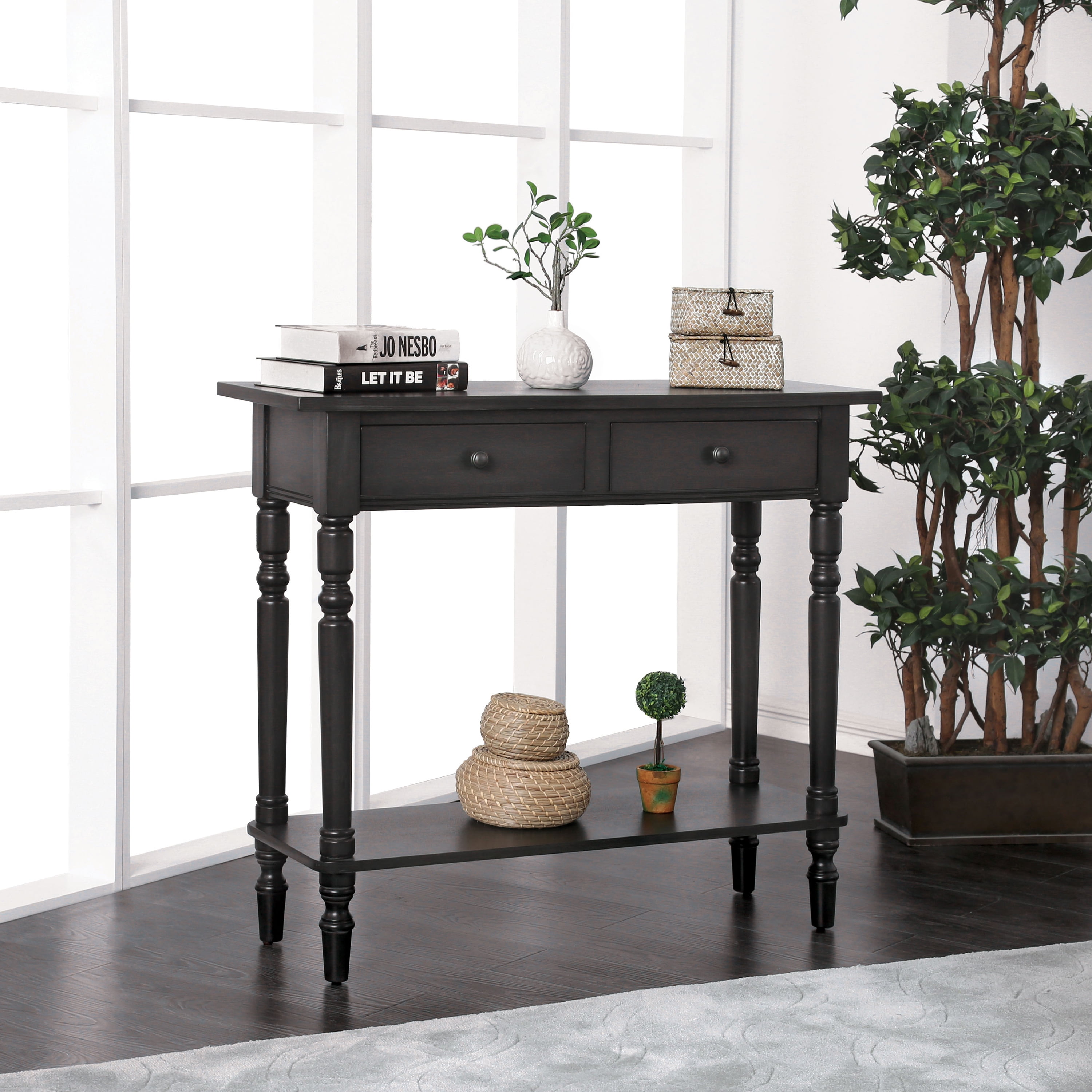 Furniture of America Humphry Sofa Console Table in Gray Wood Finish
