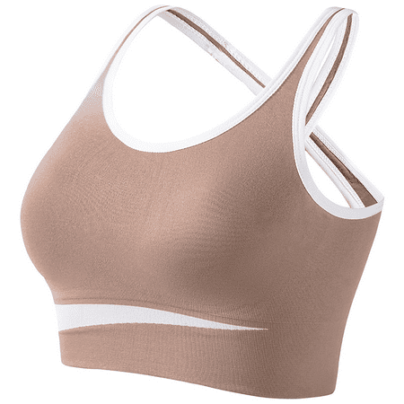 Fulorrnie Bras for Women Plus Size Wirefree Supportive Comfort Cross Back Sport Stretchable Strapless Bra  Brown  S