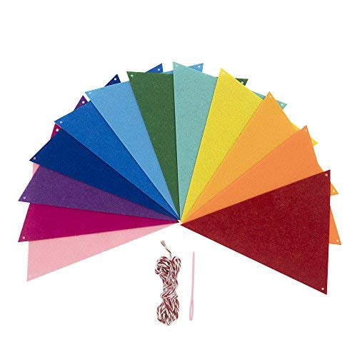 Window Decorations and Childrens Living Room Decorations Decoration Banners for Birthday Party 35 Pcs/ 24.6 Feet Baby Shower 3 Pack Every Cares Rainbow Felt Fabric Bunting