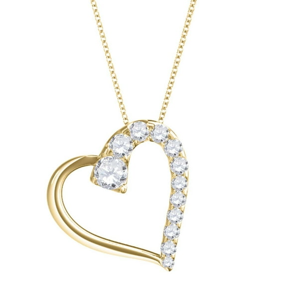Mauli Jewels 1.00 Carat Natural Diamond ( G-H / I2-I3 ) Heart Shape Pendant Necklace For Women In 14K Solid Rose White Yellow Gold With 18 Gold Plated 925 Sterling Silver Box Chain|Silver Chain