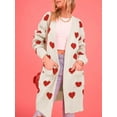 thumbnail image 5 of Women'S Cute Heart Long Cardigan Sweater V Neck Open Front Ribbed Knit Sweater Coats with Pockets  M, 5 of 8