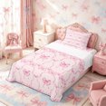 thumbnail image 3 of Meiyoeat Pink Ribbon Bow Print Twin Sheets 3pcs, Dreamy Princess Bedding, 3 of 6