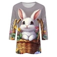 thumbnail image 5 of Fjofpr Womens Tops under $10 3/4 Sleeves Ladies' Loose Casual Easter Print Round Neck Three Quarter Sleeve 3/4 Sleeve T-shirt Top, 5 of 5
