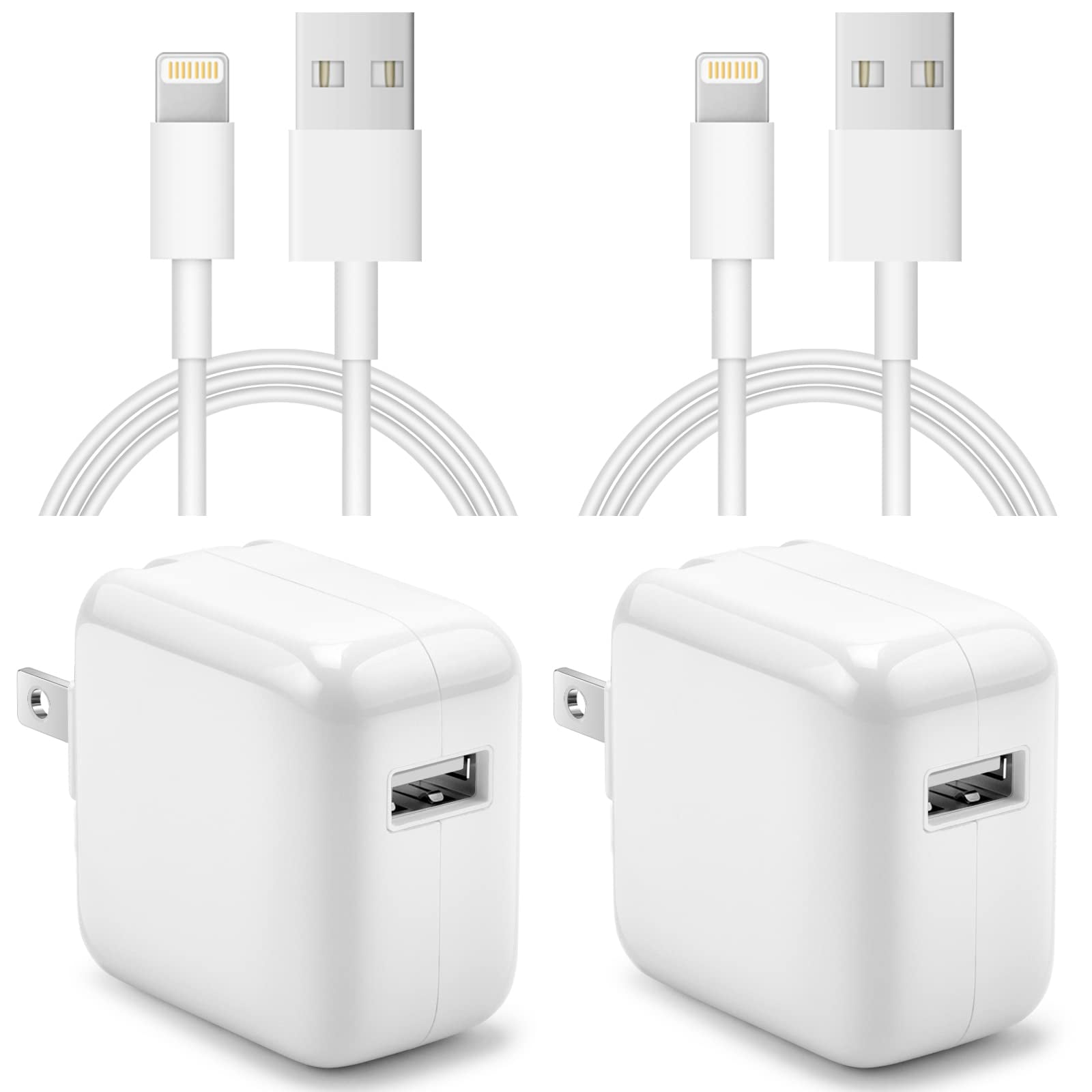 Honger Mannelijkheid Somber iPad Charger iPhone Charger【Apple MFi Certified】 [2-Pack] 12W USB Wall  Charger Foldable Travel Plug Block with 6FT USB to Lightning Cable  Compatible with iPad iPhone, iPad, Airpod - Walmart.com