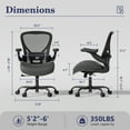 thumbnail image 3 of HomeZeer Office Desk Chair, Ergonomic 350LBS Breathable Technical Mesh Back & Molded Leather Seat, 3D Flip-Up Arms, Adjustable Lumbar Support & Height, Swivel Wheels for Home Office, Black, 3 of 12