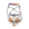 thumbnail image 2 of BLISSFUL STEP Sandales à Talon Chaton pour Femmes à Bride Slingback avec Strass Argent 10, 2 of 7