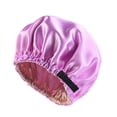 thumbnail image 2 of HONHUZH Summer Hats Womens Double Layer Satin Sleep Cap Adjustable Hair Care Bonnet, 2 of 3