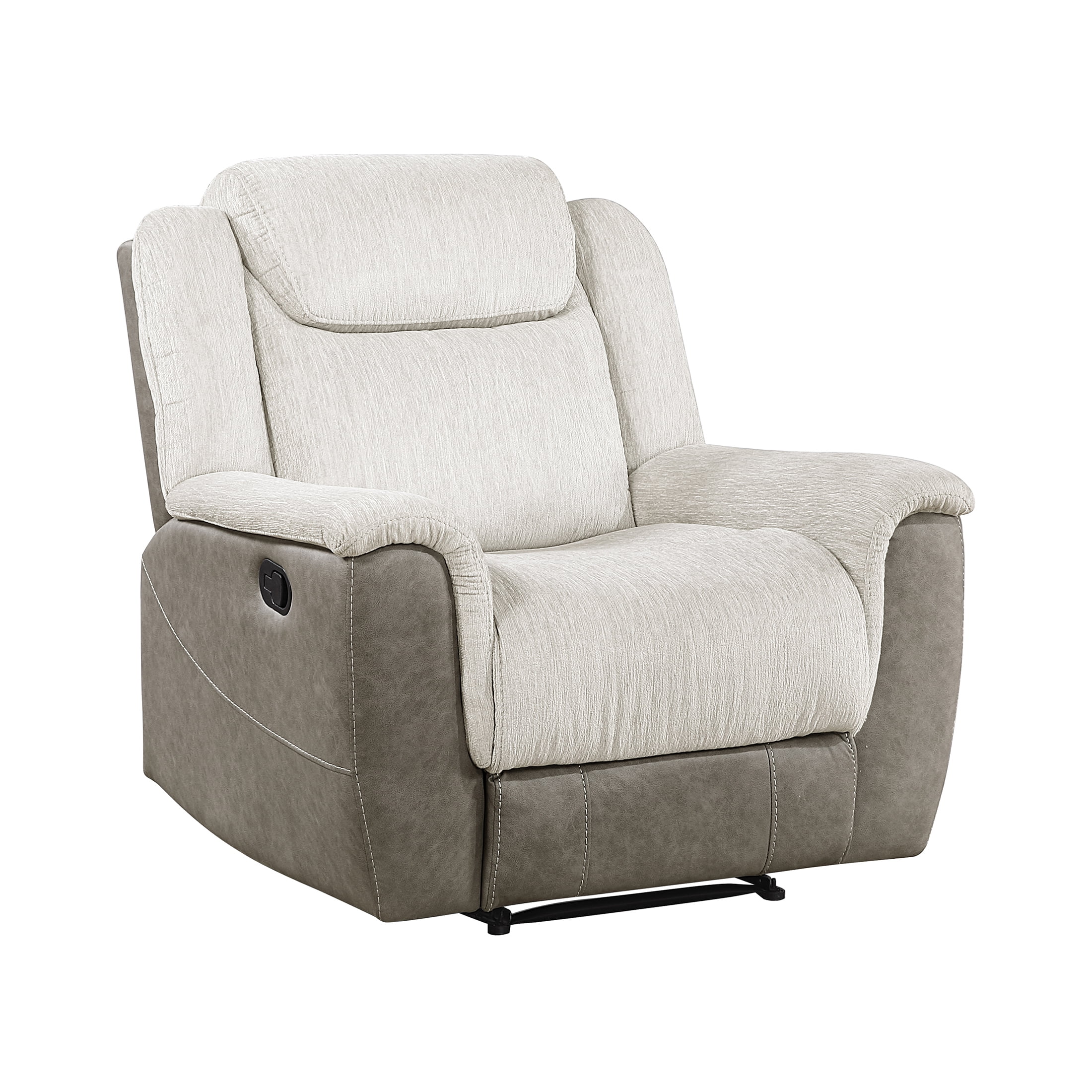 OakvillePark Harrowlyn Chenille and Polished Microfiber Manual Recliner, Beige