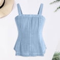 thumbnail image 2 of Daznico Womens Denim Corset Tank Top Square Neck Wide Strap Sleeveless Casual Summer Everyday Blouse,S, 2 of 5