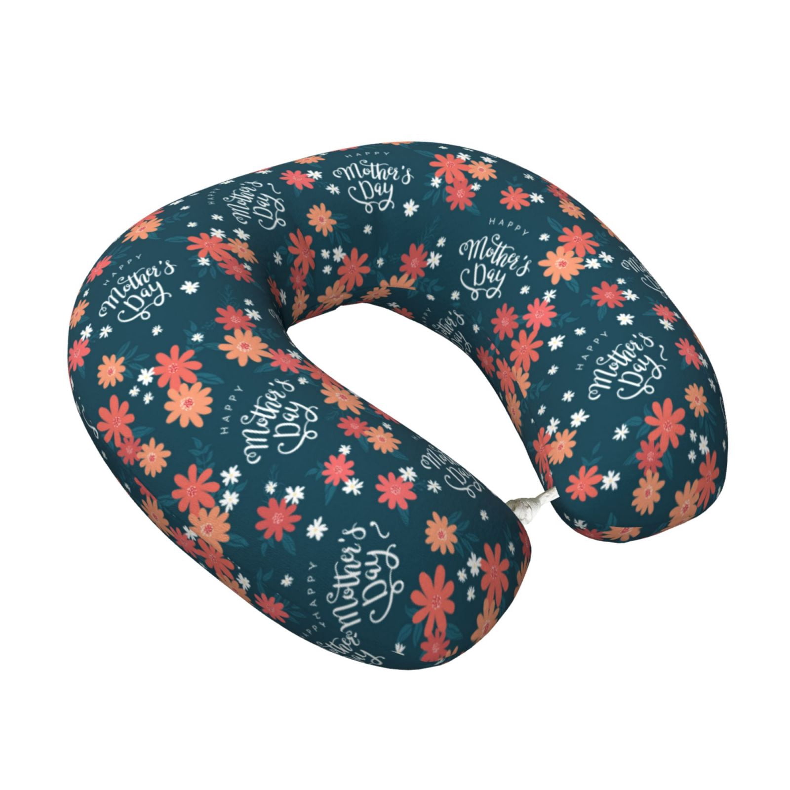 Xecao Happy Mother's Day Print Memory Foam Cervical Neck Pillow Versatile U-Shaped Pillows for Home,Office,Camping,Travelling,Soft Washable Cover