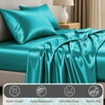 thumbnail image 4 of Lux Decor Luxury Satin Sheets Full Size - 4 Piece Cooling Bed Sheet Set, Silky Soft & Smooth, Deep Pockets up to 15", OEKO-TEX Certified, Skin-Friendly Comfort (Lake Blue), 4 of 10