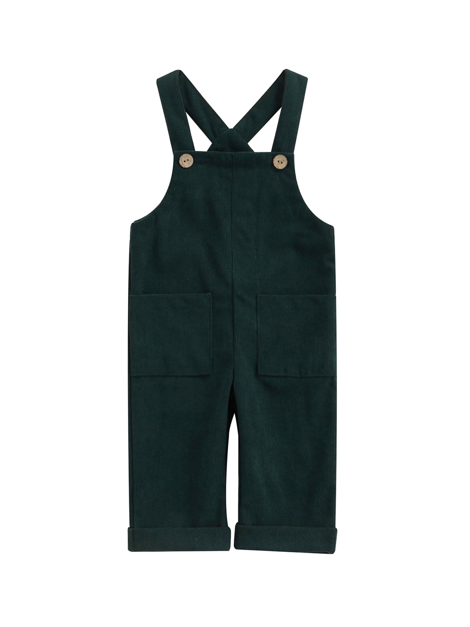 leitaicho81 Toddler Baby Girl Boy Retro Corduroy Suspender Pocket Overalls Solid Color Adjustable Strap Jumpsuit 