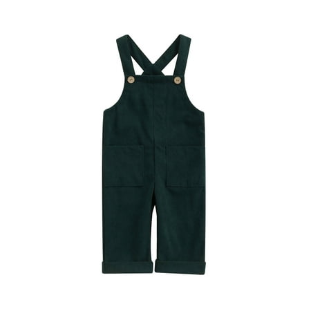 

Canrulo Toddler Baby Girl Boy Soft Suspender Pants Crisscross Strap Long Corduroy Casual Overalls Green 3-4 Years