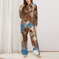 thumbnail image 2 of Logiee Playful Cat Fisheye View Print Womens Pajamas Set,Long Sleeve Sleepwear,Button Down Lounge Set 2 Pieces,Soft Nightwear Pjs Set-Large, 2 of 7