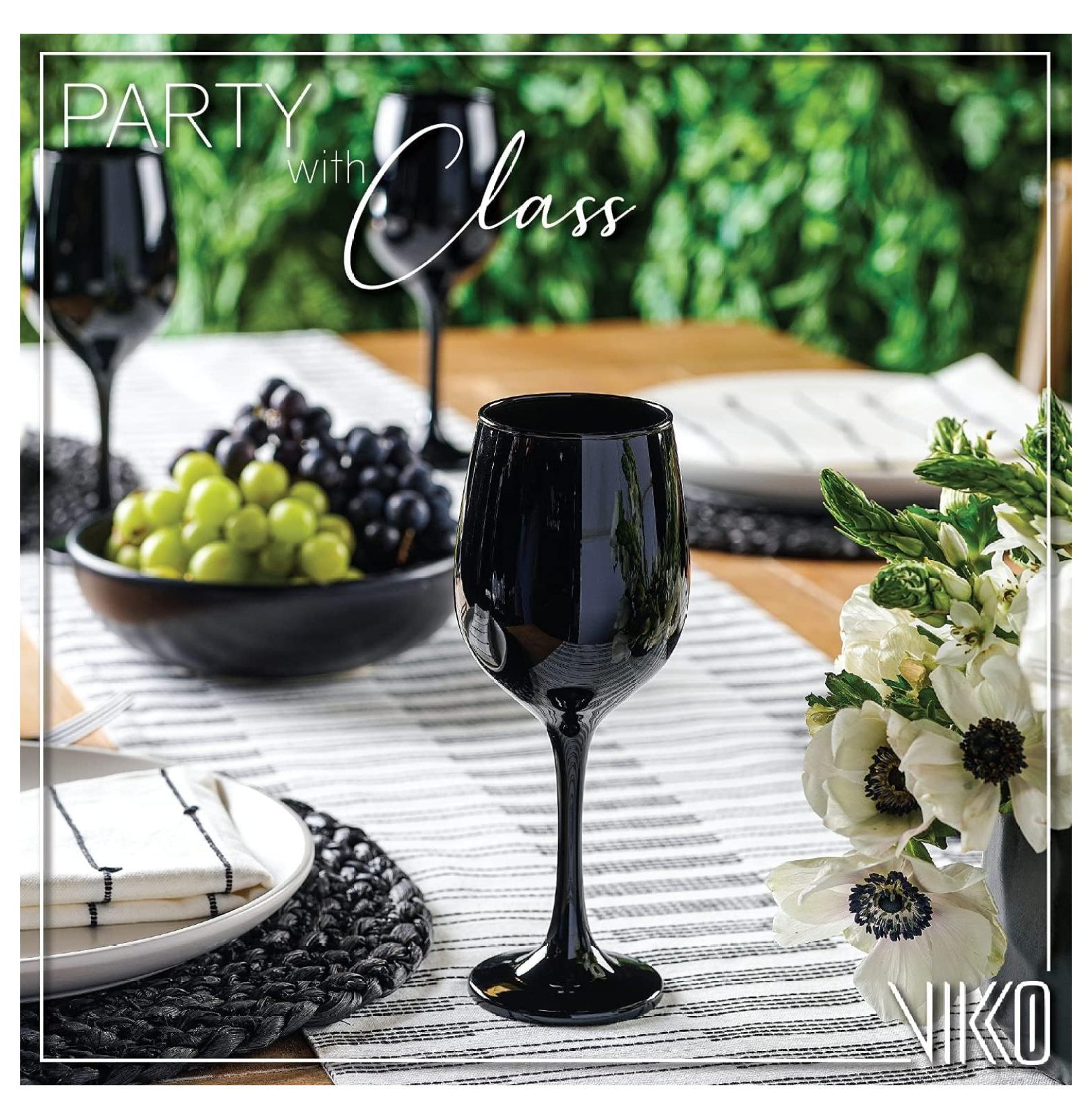 Ditangy Décor Black Wine Glasses: 11 Oz Fancy Wine Glasses With Stem For Red And White Wine- Thick And Durable Wine Glass- Dishwasher Safe - Great For Wine Tasting- Set Of 6 Decorative Goblets