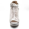 thumbnail image 3 of Women Floral Lace Up High-Heeled Boots Sandals With Exposed Toe Buckle Design, 3 of 5