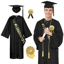 Alaiyaky Graduation Gown and Cap Set with 2025 Tassel, Honor Cord, Sash, and Custom Boutonniere for High School and College Graduates
