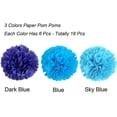 thumbnail image 2 of Paquete de 18, flor de pompón azul, juego de papel de decoración para fiestas, 2 of 5