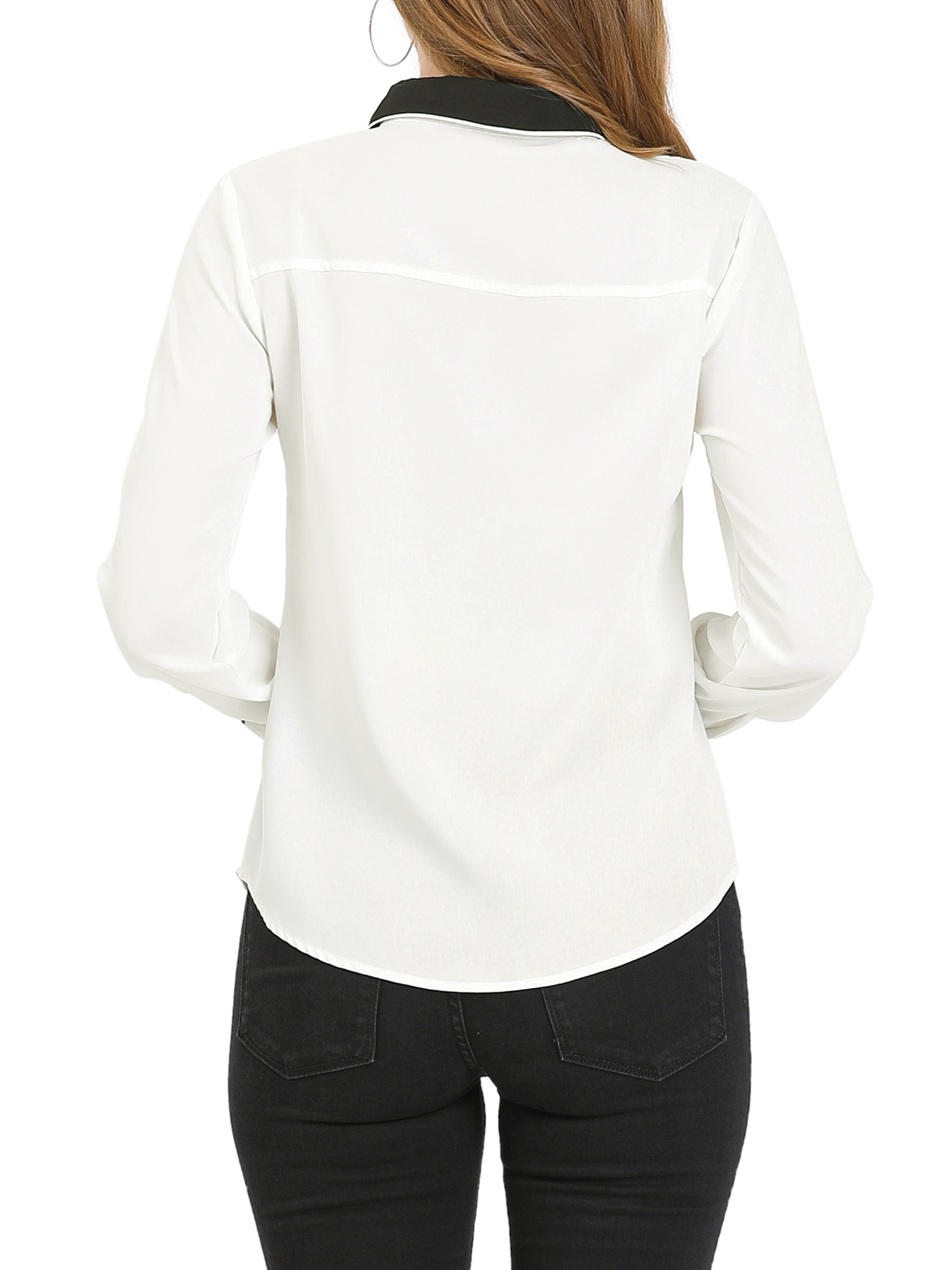 MODA NOVA Junior's Button Up Shirt Long Sleeve Buttons Cuff Top Blouse White XXL - image 3 of 5