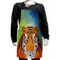 thumbnail image 1 of Safari Kids Apron, Illustration of a Portrait Animal Artwork of a Tiger Staring Wild Jungle Creatures, Boys Girls Apron Bib with Adjustable Ties for Cooking Baking Painting, Multicolor, by Ambesonne, 1 of 2