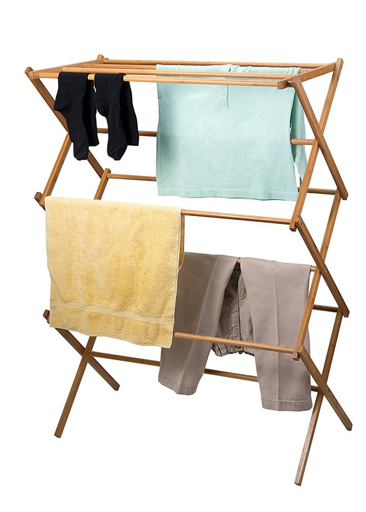 Bamboo Wooden clothes rack Clothes drying rack heavy duty cloth drying stand 