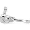 thumbnail image 3 of Sterling Silver Rhodium-Plated Cz Claddagh Ringsize 8 - Jbsp, 3 of 5