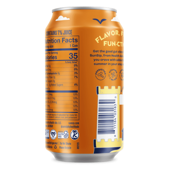 SunSip Root Beer Prebiotic Soda, 11.5 oz, 12 Pack Cans