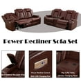 thumbnail image 3 of PonLiving Leather Power Recliner Sofa Set with LED Lights and USB Chargers - Burgundy Leather Living Room Furniture Set SOFA+LOVESEAT, 3 of 6