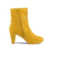 thumbnail image 3 of BLISSFUL STEP Women's Ankle Boots Faux Suede Round Toe Block Heel Side Zipper Dress Boots Yellow 7.5, 3 of 7