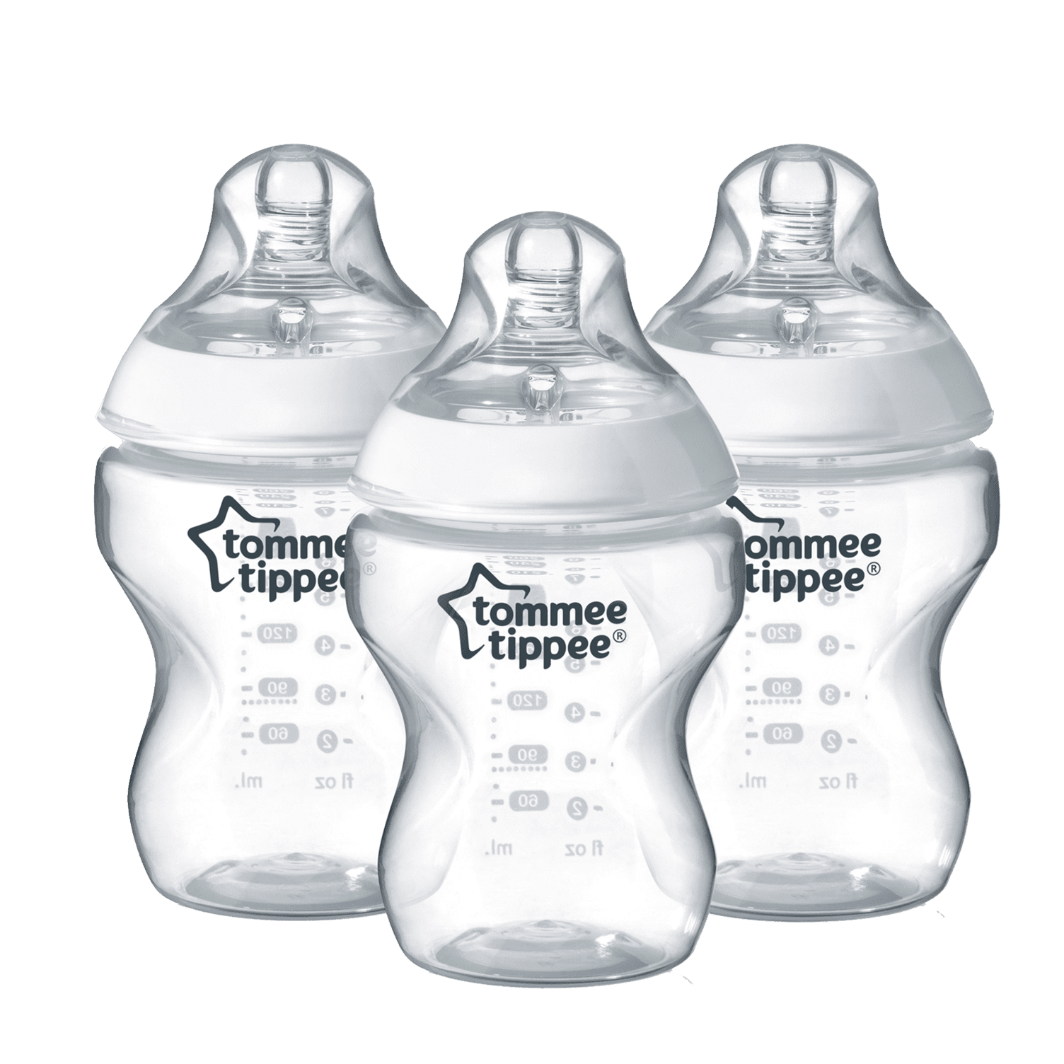 SIX Tommee Tippee Closer to Nature Easi-Vent™  260ml Baby Bottles Slow Flow 0+ 