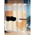 thumbnail image 4 of Beige Black No Hook Shower Curtain and Liner Set Abstract Art Mottled Graffiti Color Block Modern Shower Curtains with Snap-in Liner & See Through Top Window Hotel Style for Bathroom Decor 66x72 Inch, 4 of 8