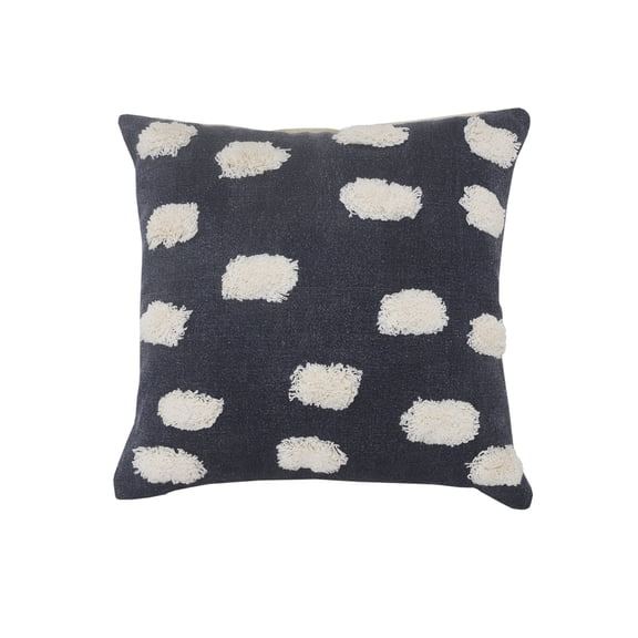 Laddha Home Designs Handwoven Abstract Dot Cotton Throw Pillow Cover - 20" - Blue and White