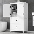 thumbnail image 2 of Bathroom Storage Cabinet, Cabinet with Two Doors and Drawers, Adjustable Shelf, MDF Board, 2 of 15