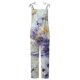thumbnail image 3 of Gibobby Pantalones cortos Mono informal con estampado floral y tirantes ajustables para mujer(Azul， XXXL), 3 of 4